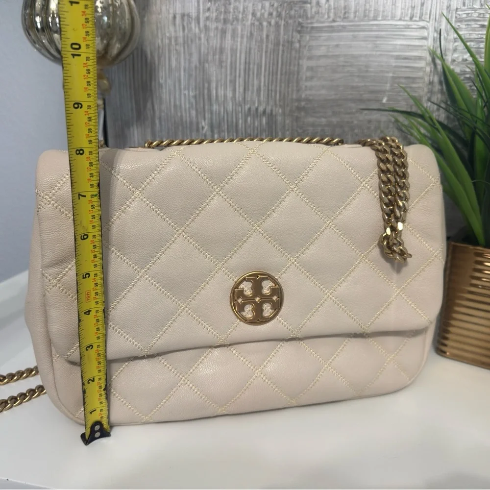 Tory Burch Willa Quoted Leather Crossbody Shoulder Bag – Cream - Picture 6 of 13